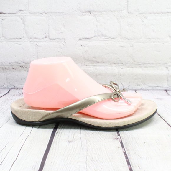 Vionic Shoes - VIONIC Bella II Slip On Comfort Silver Flip Flop F